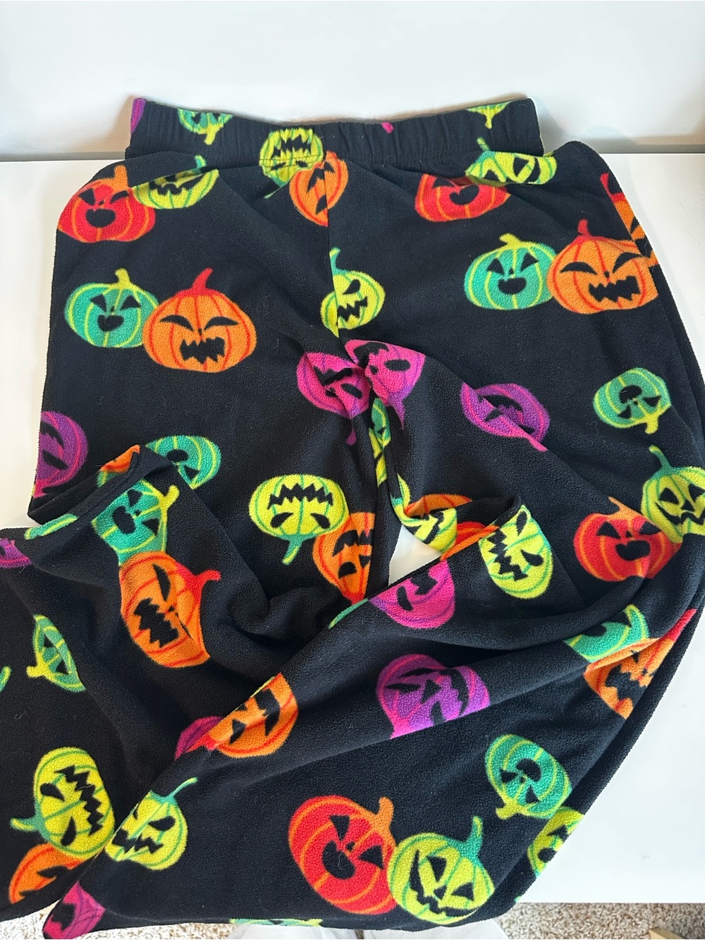 Target Black Fleece Pajama Pants with Neon Pumpkin Print